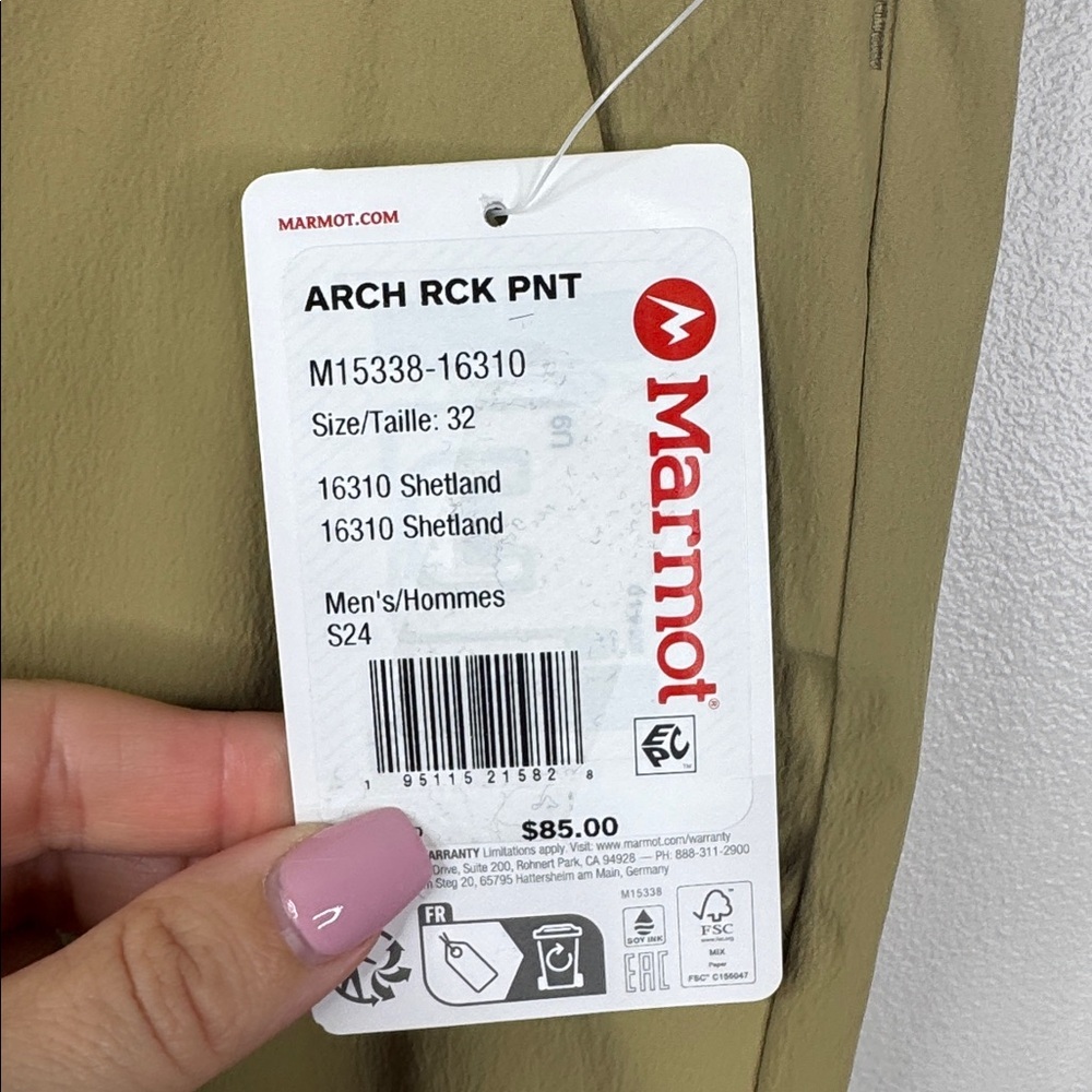 Marmot Men's Arch Rock Pant Tan Size 32 NWT Hiking Outdoor Technical Stretch - Picture 4 of 8